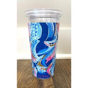 Lilly Pulitzer Reusable Cold Drink Tumbler Ocean Jewels 20oz No Straw